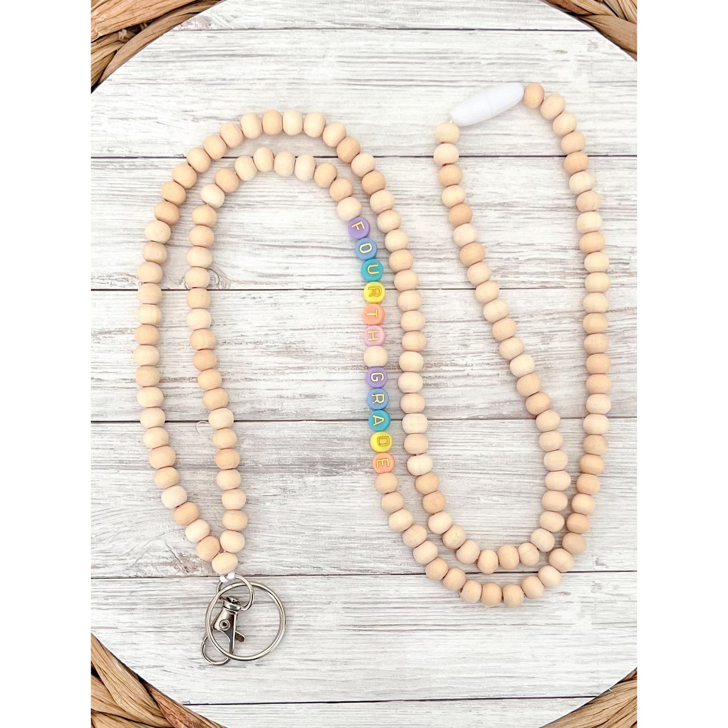 Neutral Personalized Beaded Breakaway Lanyard